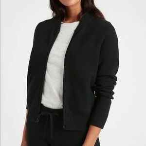 Banana Republic Womens Zip Bomber Sweater Cardigan Jacket Black - Medium